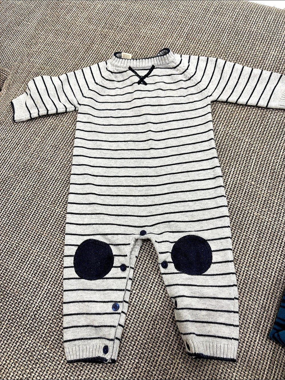 First Impressions Baby Striped Knit Footie Gray & Black 3-6 Months